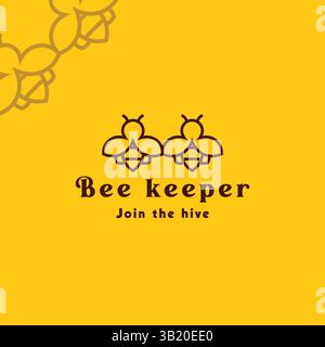 honey bee logo logo design in vector template Stock Vector