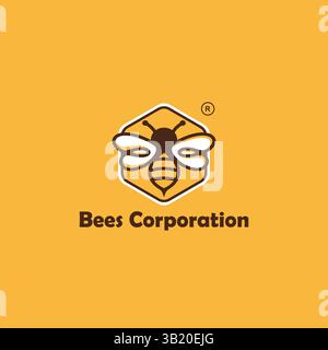 honey bee logo logo design in vector template Stock Vector