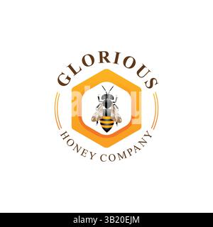 honey bee logo logo design in vector template Stock Vector