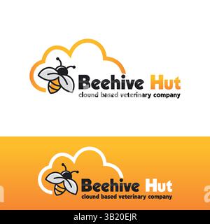 honey bee logo logo design in vector template Stock Vector