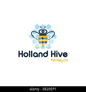honey bee logo logo design in vector template Stock Vector