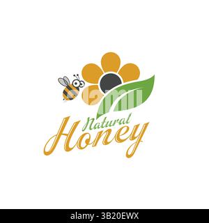 honey bee logo logo design in vector template Stock Vector