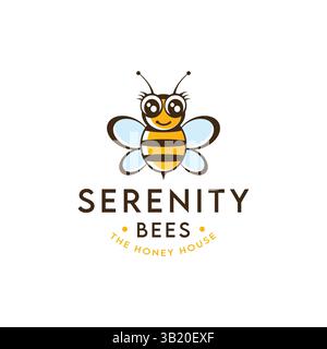 honey bee logo logo design in vector template Stock Vector