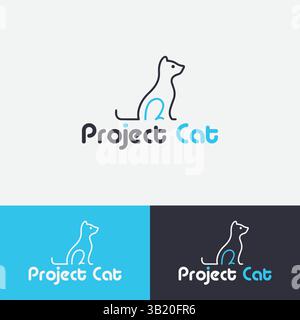Pet logo, cat and dog logo design in vector template Stock Vector