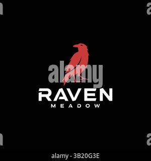 Raven logo design in vector template Stock Vector