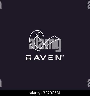 Raven logo design in vector template Stock Vector