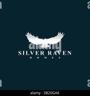 Raven logo design in vector template Stock Vector