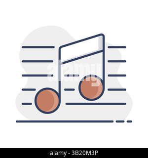 Stave and music notes vector isolated icon. Melody, classical music, sound design. Graph symbol for music and sound web site and apps design, logo, ap Stock Vector