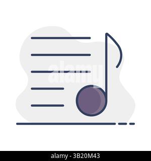 Music playlist vector isolated icon. Musical note and list. Graph symbol for music and sound web site and apps design, logo, app, UI Stock Vector