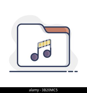 File folder with music note vector isolated icon. Music sign. Graph symbol for music and sound web site and apps design, logo, app, UI Stock Vector