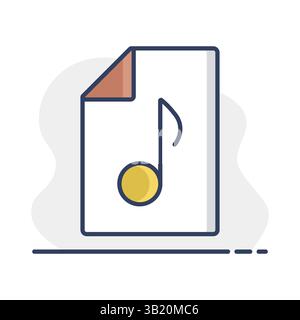 Music file vector flat icon. Music sign. Graph symbol for music and sound web site and apps design, logo, app, UI Stock Vector