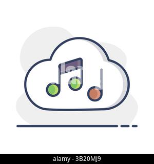 Music note cloud sound vector isolated icon. Music sign. Graph symbol for music and sound web site and apps design, logo, app, UI Stock Vector