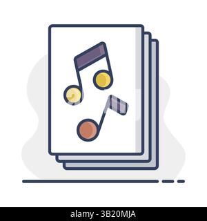 Music book with musical notes vector isolated icon. Graph symbol for music and sound web site and apps design, logo, app, UI Stock Vector