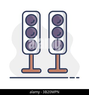 Sound system speakers vector isolated icon. Acoustic speakers with three speakers for sound Stock Vector