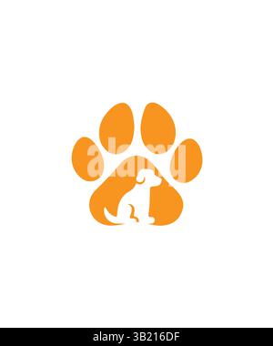 paw logo inside dog, paw pet logo design, animal paw logo vector Stock Vector