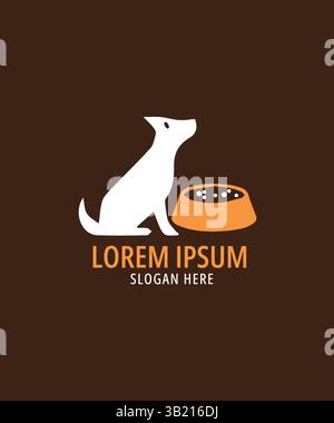 Pet food logo vector illustration, pet shop logo, dog logo with bowl Stock Vector