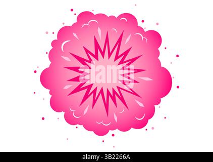 Vector vintage sticker with atomic bomb explosion in pink color. Pacific vintage military poster with nuclear bomb. Barbenheimer. Stock Vector