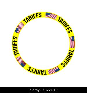 U.S. Tariffs and Trade Policy Concept circular ribbon or frame, Government Imposed Import Export Taxes Stock Vector