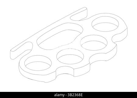 A drawing of Brass knuckles. Isometric view Stock Vector