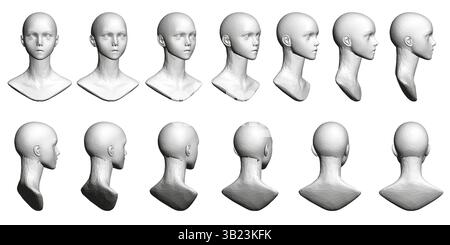 A series of white faces are shown in a row, with the first one being the most prominent. The faces are all the same shape and size, and they are all l Stock Vector