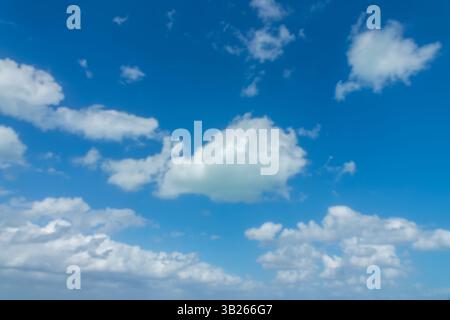 Blue day sky with beautiful white clouds, replacement sky background Stock Photo