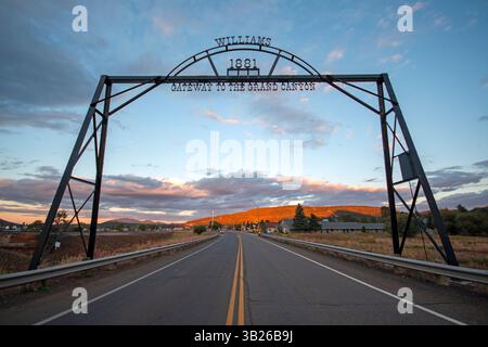Entrance to Williams (gateway to the Grand Canyon), Coconino County, Arizona, USA Stock Photo