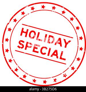 Grunge red holiday special word round seal stamp on white background Stock Vector