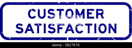 Grunge blue customer satisfaction word square rubber seal stamp on white background Stock Vector