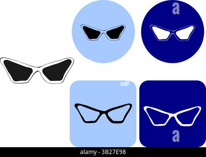 Sun Glasses logo vector design. Graphic line ink illustration. For vacation poster, beach party invitation, backdrop, ad, sale promotion, print for t- Stock Vector