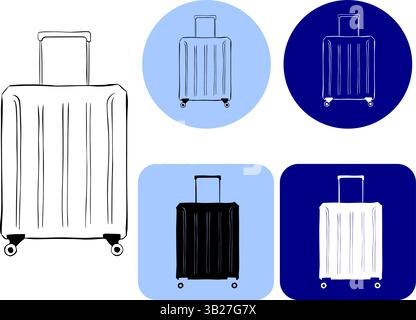 Baggage suitcase logo. Icon Vector graphic line ink Illustration Design. Banner, poster, wrapping paper, sticker, print, modern textile design. Stock Vector