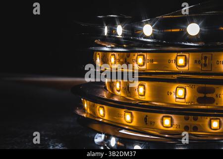 Modern LED Lighting Roll in the Dark Stock Photo