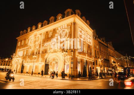 Illuminated Cityscape – Festive Projections and Lively Holiday Atmosphere Stock Photo