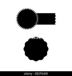 Black silhouette badges in various shapes, perfect for certificate, award, or emblem designs. Stock Vector