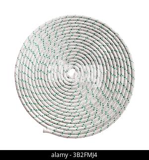 coiled in spiral rope of sailing ship, top view, isolated on white background with clipping path Stock Photo