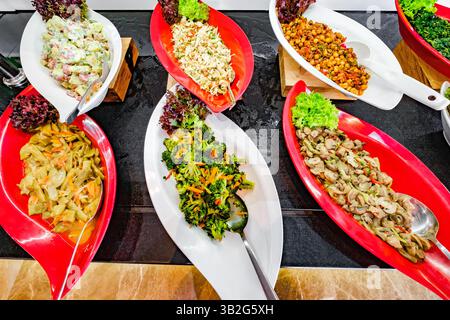 various salads on buffet table Stock Photo