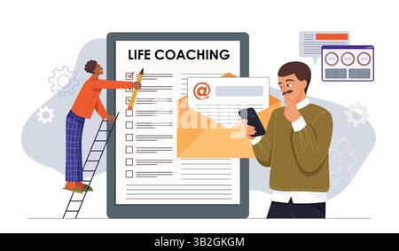 Life coaching checklist concept scene. Vector illustration Stock Vector
