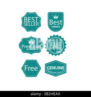 Collection of Modern Promotional Tags and Labels in Teal for Marketing Use Stock Vector
