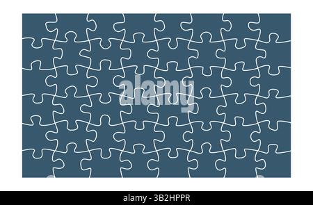 Puzzle pieces. Jigsaw puzzle with 48 pieces. Jigsaw puzzle template. Stock Vector