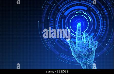 Digital hand touch. Technology innovation, AI system, futuristic innovative solution Stock Vector