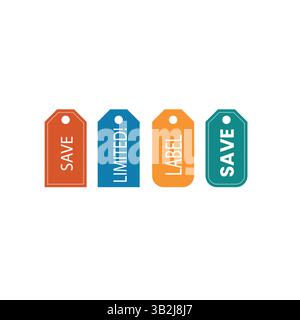 Colorful Sale and Promotion Tags for Shopping and Discounts Stock Vector