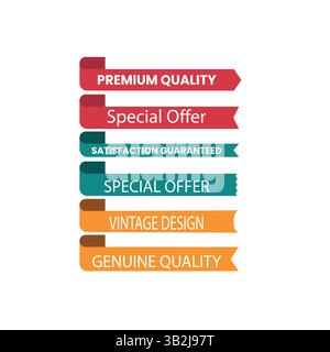 Colorful Design Of Marketing And Quality Assurance Labels Stock Vector