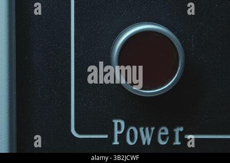 Power button on the power panel. Big button. Stock Photo