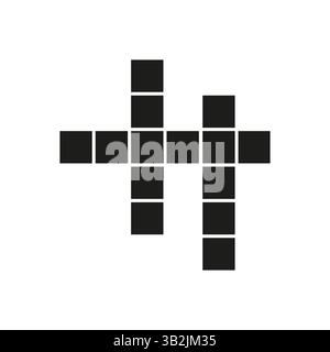 Pixel cross icon. Pixelated grid shape. Game object symbol. Vector element. Stock Vector