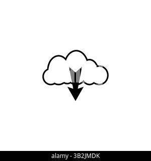 Cloud download icon. Data transfer symbol. Black arrow vector. Digital storage shape. Stock Vector