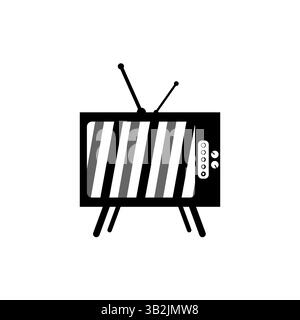 Retro TV icon. Vintage television symbol. Broadcast screen vector. Old media device. Stock Vector