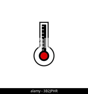 Temperature measurement icon. Heat level symbol. Red scale shape. Vector thermometer. Stock Vector