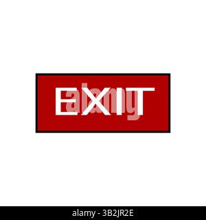 Exit sign. Red rectangular board. White bold text. Vector safety symbol. Stock Vector