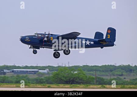 Wings over West Texas 4-18-2025 Dyess AFB, TX USA  CAF PBJ-1J "Devil Dog" Flight demonstrationI at the Wings over West Texas Air Show at Dyess AFB Stock Photo