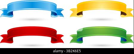 four colorful ribbons on a isolated white backgrounds for sticker, Presentations, information graphics, User interface designs, Layouts, collages Stock Vector