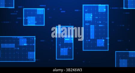 Abstract background of digital scanning technology. Rectangle frame representing data capture, scanning or identification in intelligent system, conve Stock Vector